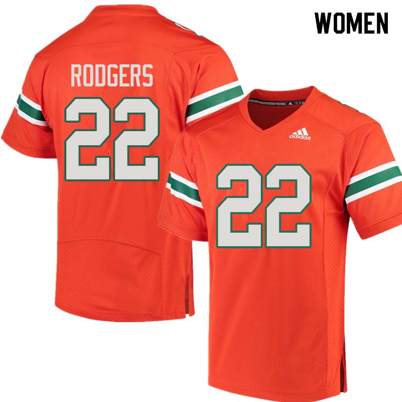 Women Miami Hurricanes #22 Kacy Rodgers College Football Jerseys Sale-Orange